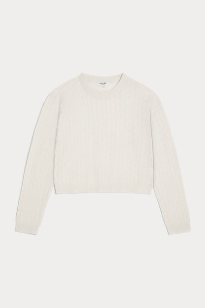 CHRISSY CROPPED CABLE KNIT SWEATER