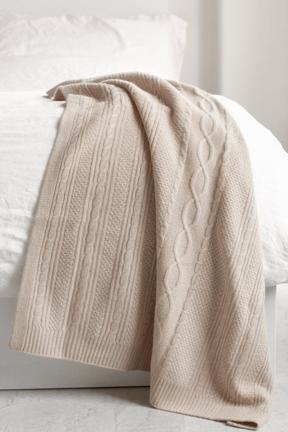CABLE CASHMERE BABY BLANKET