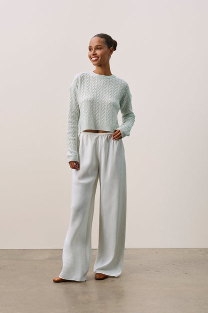 CHRISSY CROPPED CABLE KNIT SWEATER