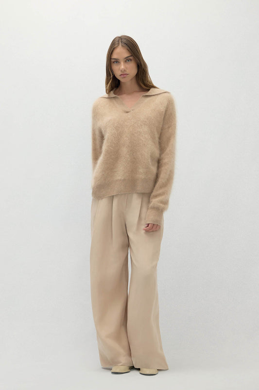EVELINA BRUSHED CASHMERE POLO