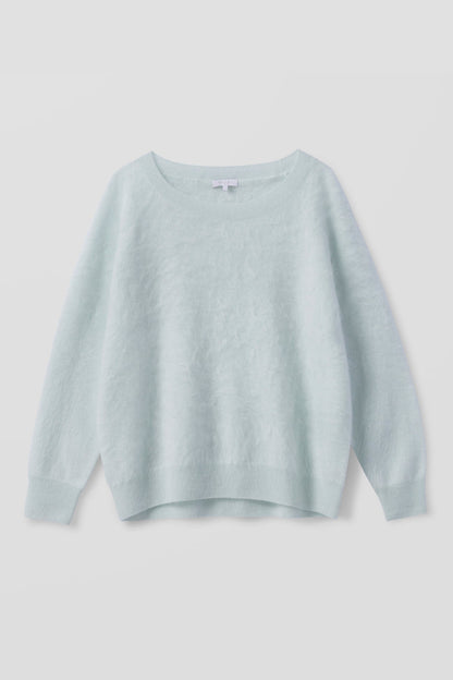 DOVE BRUSHED CASHMERE OFF THE SHOULDER SWEATER