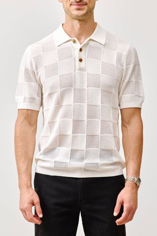 BRADLEY COTTON CASHMERE CHECKERED POLO